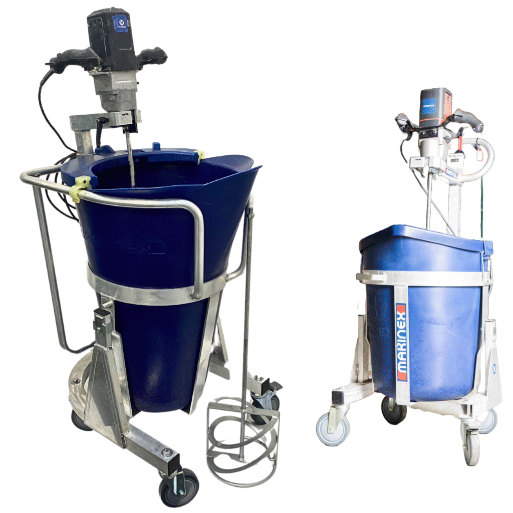 Alt text: A wheeled machine with buckets attached, possibly for transporting materials.